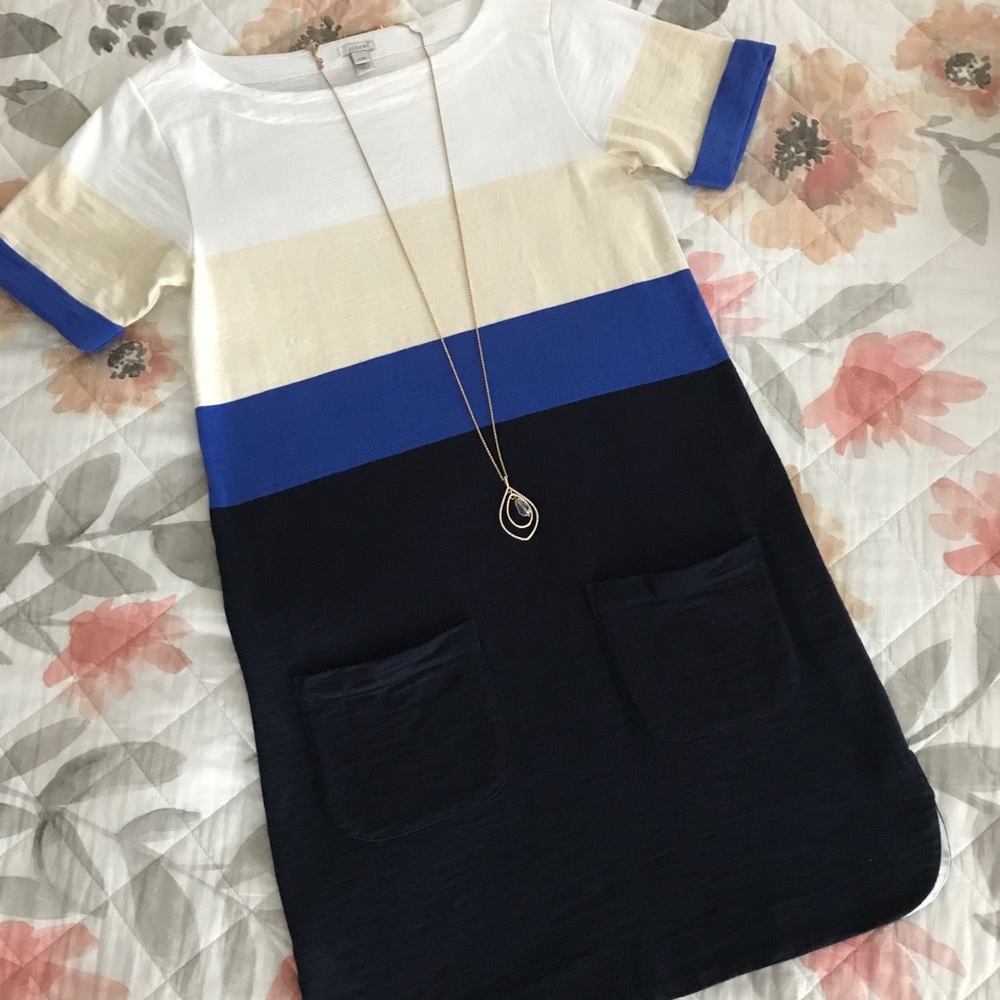 J. Crew Colorblock Shift Spring T Shirt Dress XXS - Picture 1 of 6